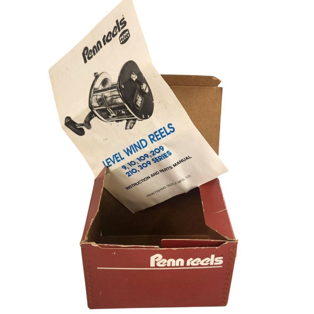 Vintage Penn Reels 209MS Reel Box with Owner Pamphlet Directions Red No Reel, em